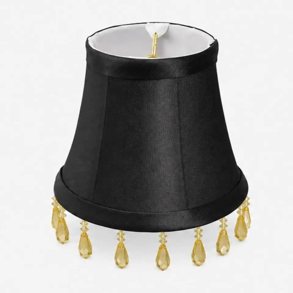 Royal Designs, Inc. CS-315B-BLK/WH Beaded Bell Chandelier Shade, 3 x 5 x 4, Black