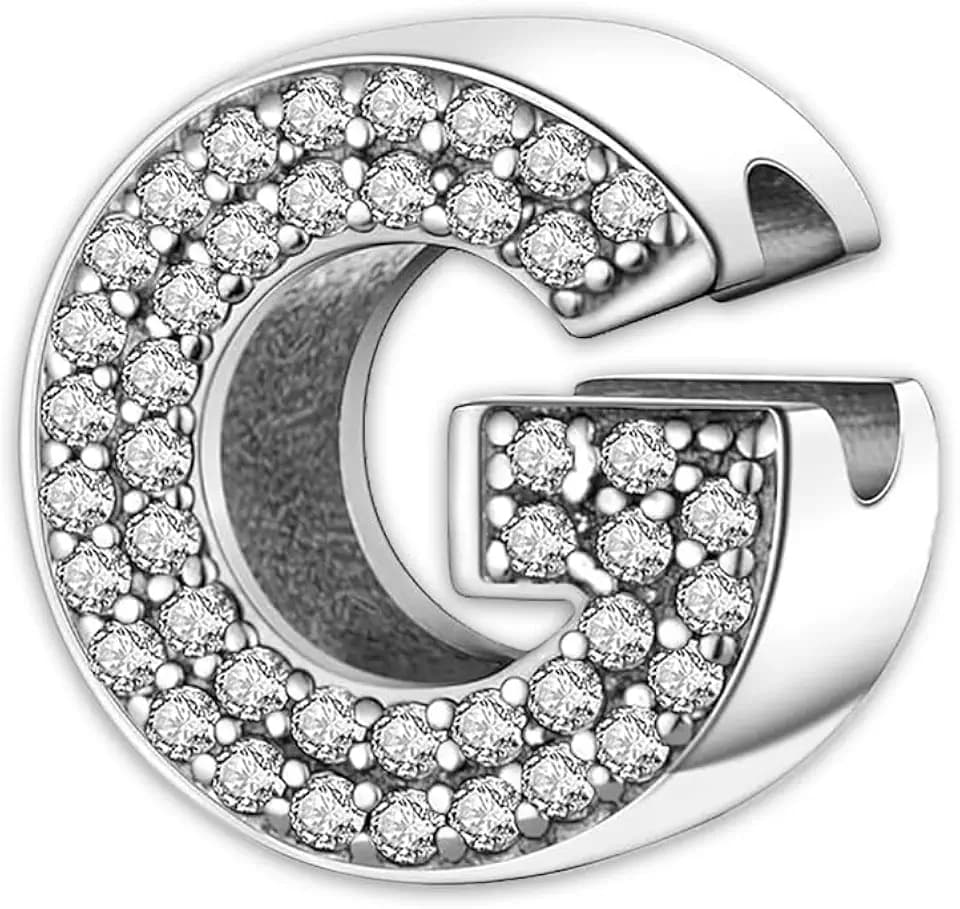 Buchstabe des Alphabet A-Z Initial Bead Charms aus Sterling-Silber mit Zirkonia mit europäischen Armbändern und Halskette.