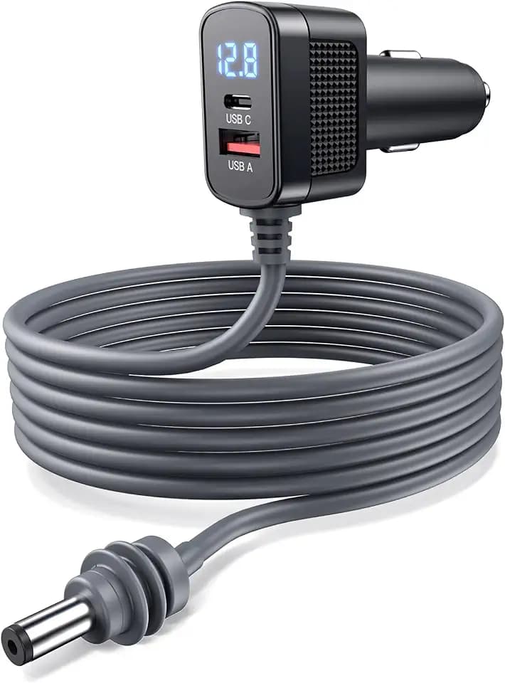 Starlink Mini Power Cable 10FT 3-in-1 Car Charger to DC, 12V-24V Cigarette Lighter Adapter with 36W USB-C PD, USB-A Port, and Digital Voltage Display, for Cars, Trucks, RVs –Only for Starlink Mini