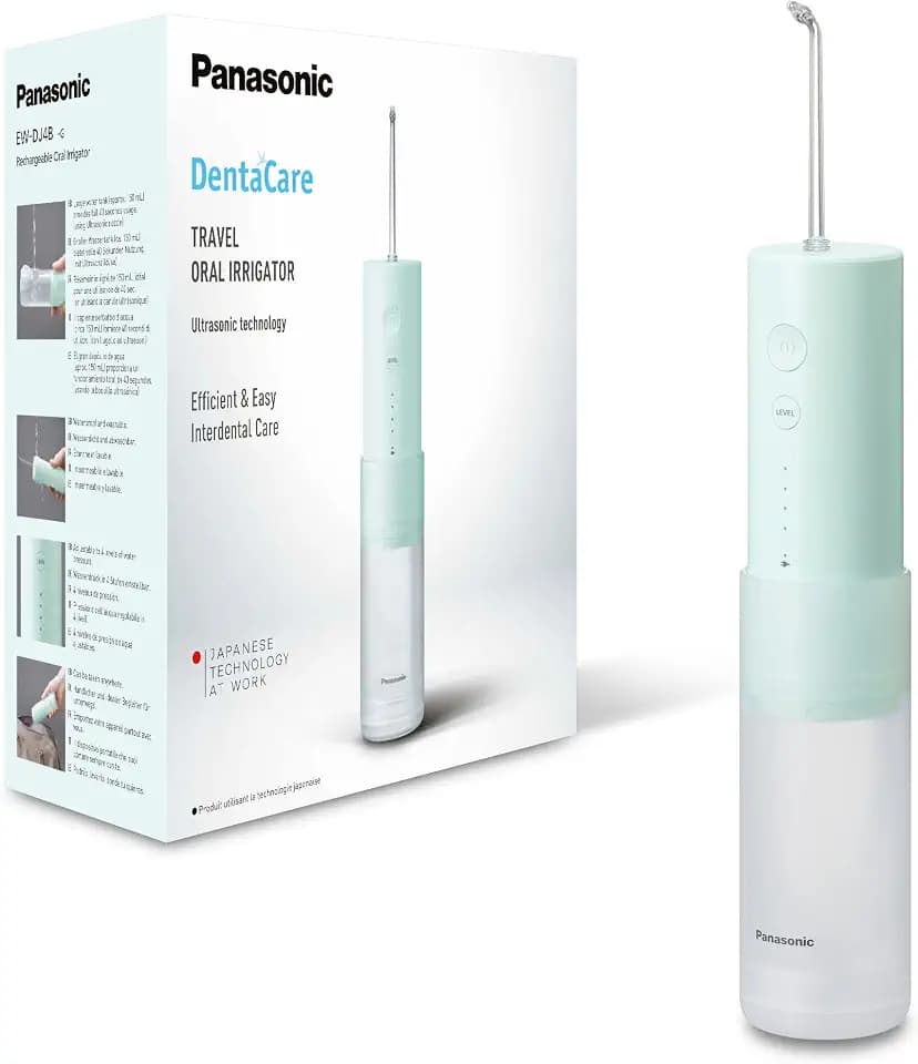 Panasonic EW-DJ4B-G Reise-Munddusche, Wiederaufladbare mit Ultraschalltechnologie, 150 ml Wassertank, Schnelles Aufladen in 1 Stunde