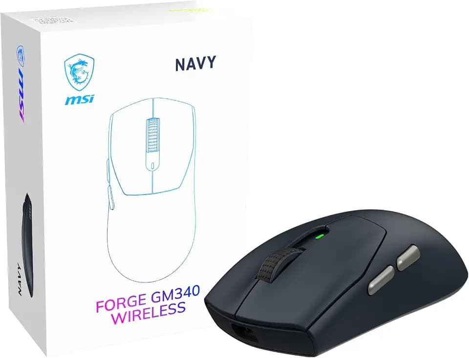 msi Forge GM340 W Navy Gaming Mouse, 12800 DPI, 50M+ Clicks Micro Switch, Optical Sensor, Ergonomic Ambitextrous Hand Design, RGB Light