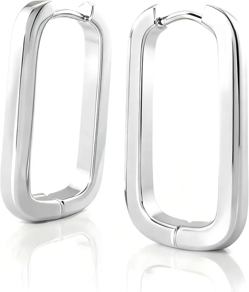 Small Huggie Hoops for Women:Heart Shaped,Chunky Hoops,Square,Rectangle,Chain Link,Teardrop,U-Shaped,Horseshoe,Crosss,Small Gold or Silver Plated Hoops Paved CZ Hypoallergenic Lightweight
