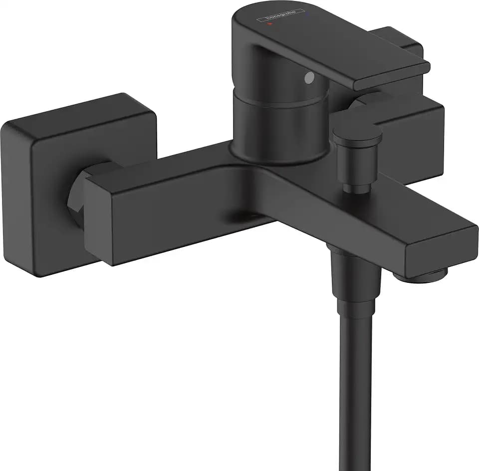 hansgrohe Wannenarmatur Vernis Shape, Aufputz Badarmatur für 2 Funktionen, Mattschwarz