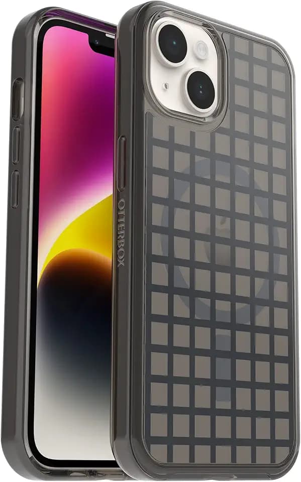 OtterBox iPhone 14 & iPhone 13 Symmetry Series+ Case - WINDOW PANE (Black) , ultra-sleek, snaps to MagSafe, raised edges protect camera & screen