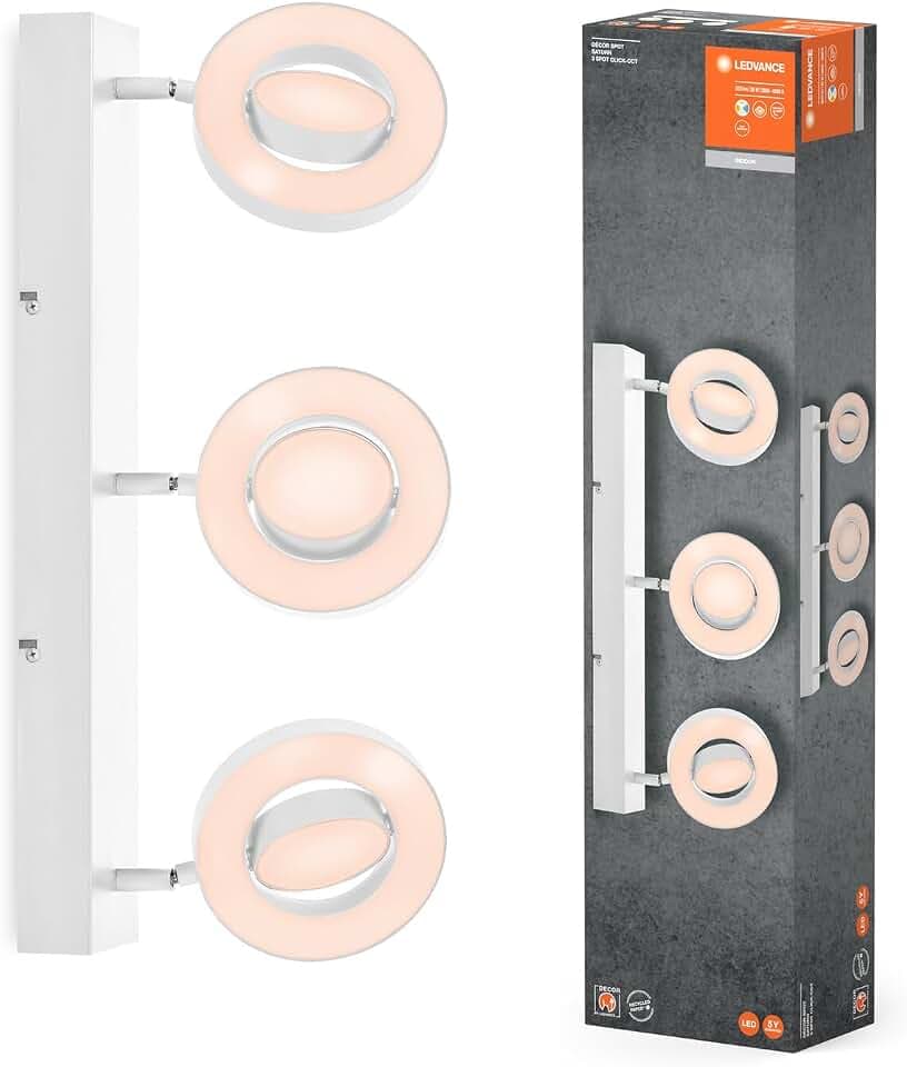 LEDVANCE DECOR SPOT SATURN, 29W, 935lm, weiß, Spotleuchte, verstellbare Köpfe, vielseitig anwendbar, Innenraumspot, 3-stufige Farbtemperaturregulierung, hochwertiges Gehäuse