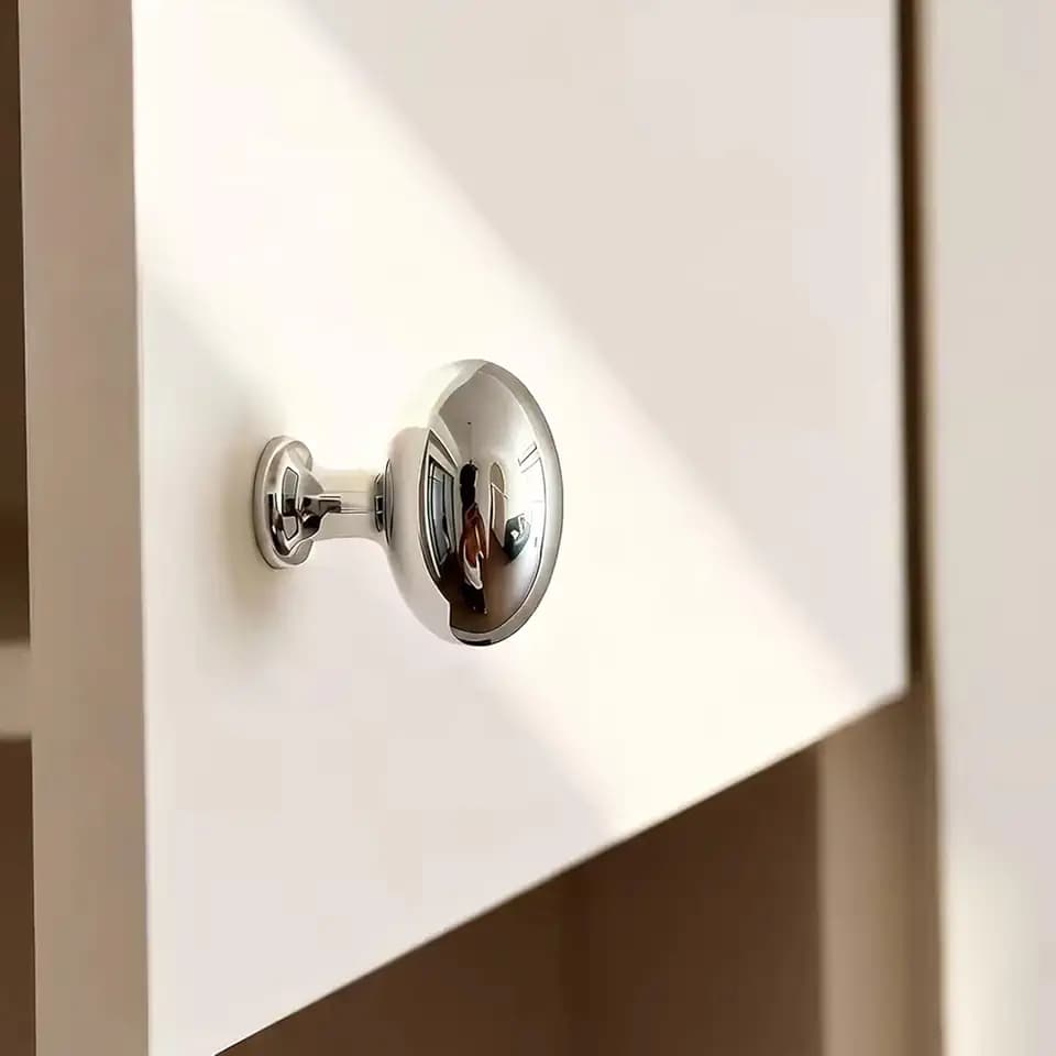 Gutapo 4 Pack Oval Solid Polished Chrome Cabinet Knobs, 1-3/8 inch(35mm) Zinc Alloy Vintage Egg Knob Pulls for Cabinets Dresser Drawers