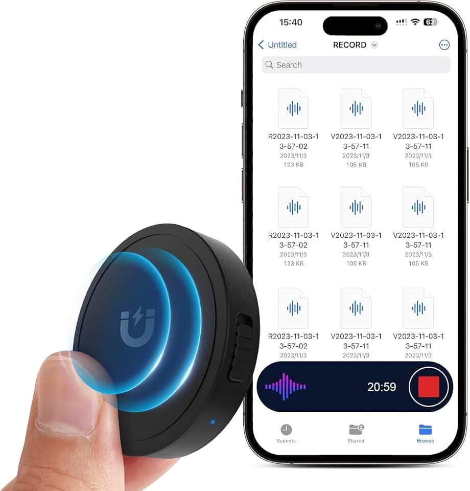 128GB Magnetic Voice Activated Recorder, Voice Recorder with AI-Intelligent Triple Noise Reduction, 128GB Magnetic Voice Recorder for Lectures, Intervie, Meetings
