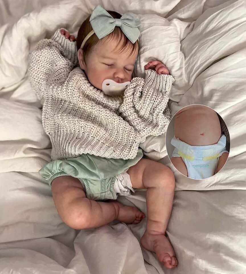 Zero pam Reborn Baby Lebensecht-50CM Reborn Baby Mädchen, Babypuppen Wie Echt, Echte Babypuppe, Reborns Puppen Lebensecht Mit Haaren