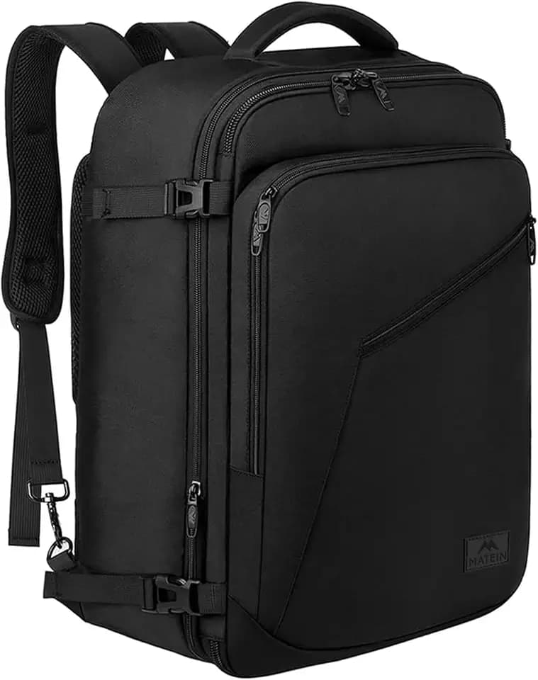 MATEIN Black Mens Travel Backpack, Expandable Carry on Backpack for Women
