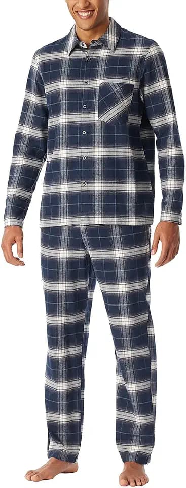 Schiesser Herren Schlafanzug lang mit Knopfleiste Flanell - Nightwear Set