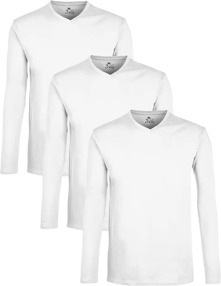 Lower East Basic Langarm-Shirts für Herren mit V-Ausschnitt 3er I 5er I 10er Pack aus 100% Baumwolle I Herren Longsleeve in vielen Farben