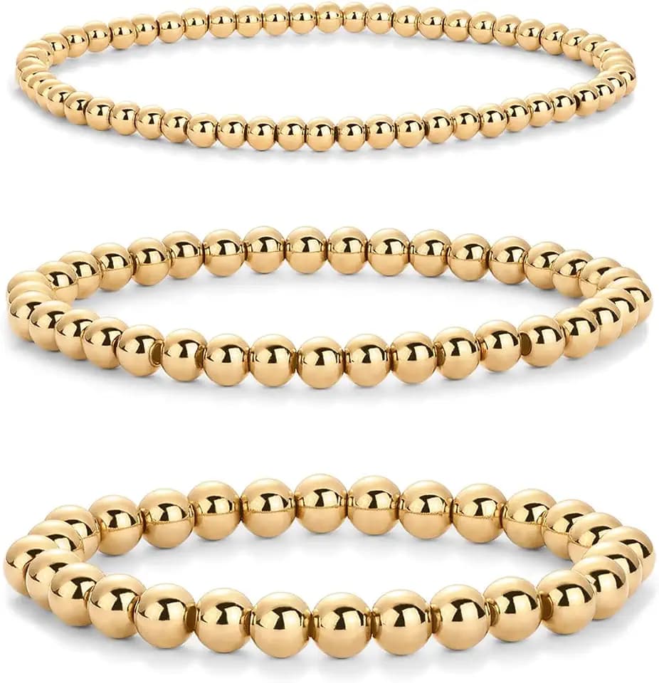 PAVOI Waterproof Beaded Bracelets for Women, Pack of 3 Stretchy Bracelet