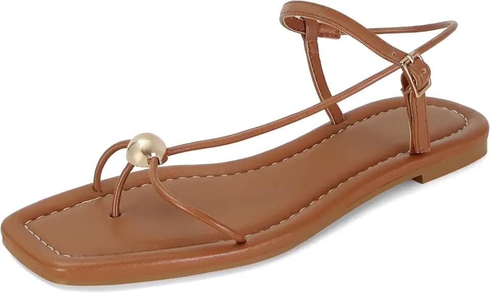 Strappy Flat Sandals for Women Comfortable Dressy Summer Beach Thong Sandals Flip Flop Slide Sandal