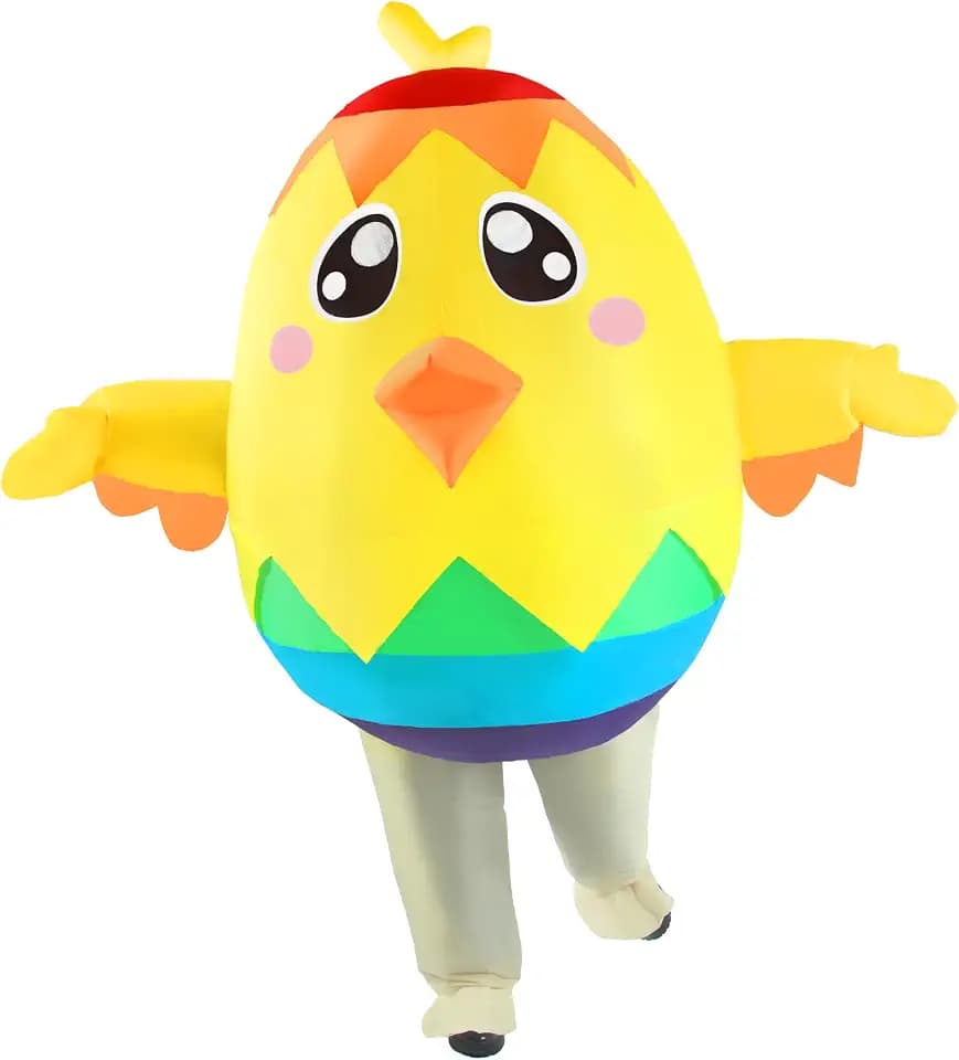 Easter Inflatable Chicken Costume for Adult, Funny Full Body Easter Eggs Chick Blow up Suit Halloween Cosplay Party Men Women