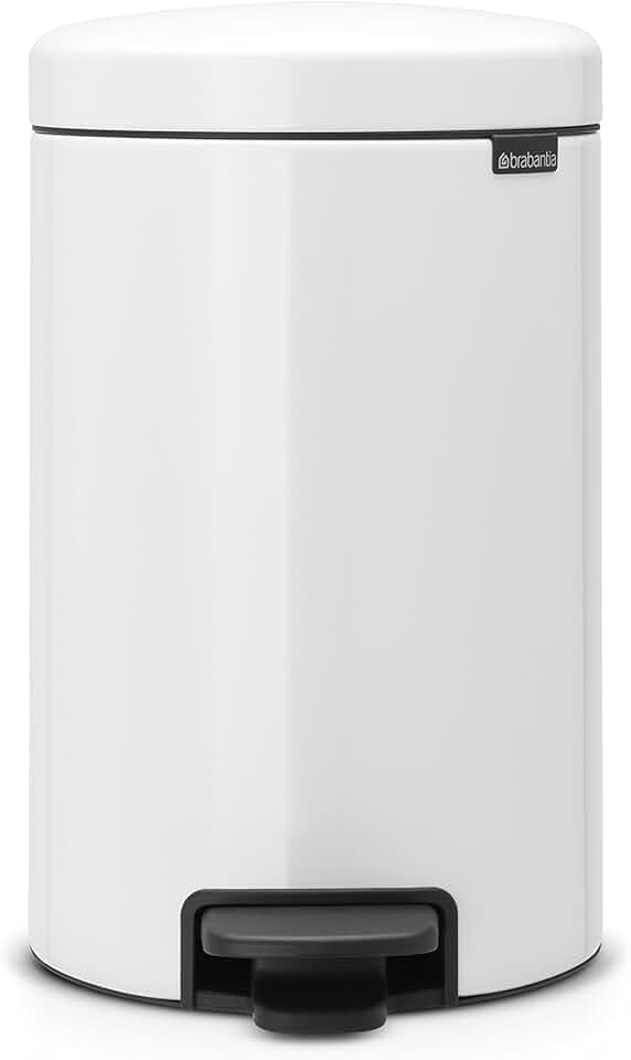 Brabantia 113864 Treteimer mit Inneneimer aus Metall, plastik metall, weiß, 12 Liter,