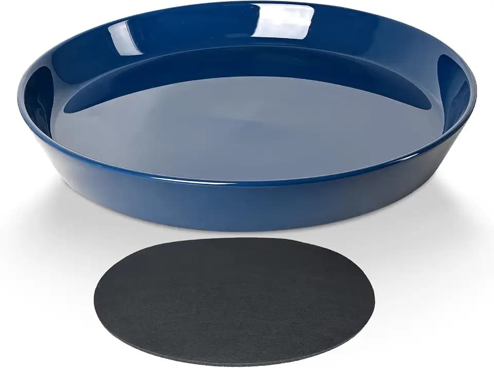 Ceramic Plant Saucer Tray 10 11 12 Inch Blue, 12.7" OD x11 ID x2 Deep| Round Sturdy Heavy Duty Glazed Bevel Planter Drip Flower pots with Catch Basin for Indoor Outdoor Plants