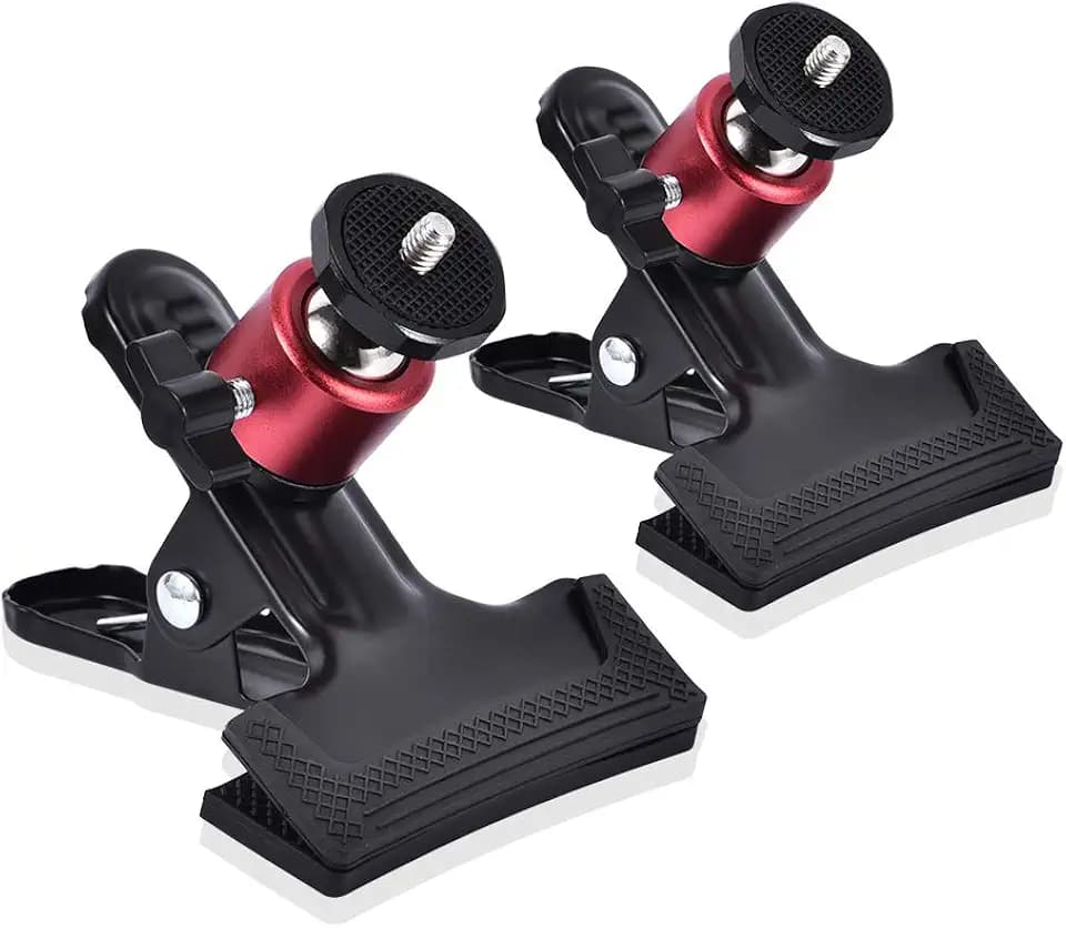 UTEBIT Tripod Camera Clip Clamp, with 360° Swivel Mini Ball Head, Black&Red
