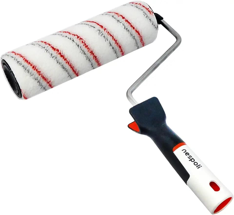 Nespoli - Farbrolle mit Teflon-Behandlung Surface Protector 22 cm für Glatte Oberflächen und Gipskarton, Farbrolle und Fixierung von Innenwänden, ergonomischer SoftTouch-Griff mit automatischem