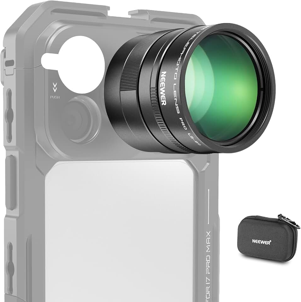 NEEWER 3x Telekonverter nur für Smartphone Teleobjektiv, 360mm Äquivalent, 12 Elemente 6 Gruppen 17mm Gewinde, kompatibel mit iPhone Android Samsung Xiaomi, Verwendung mit Handykäfig Cage Stativ LS-89