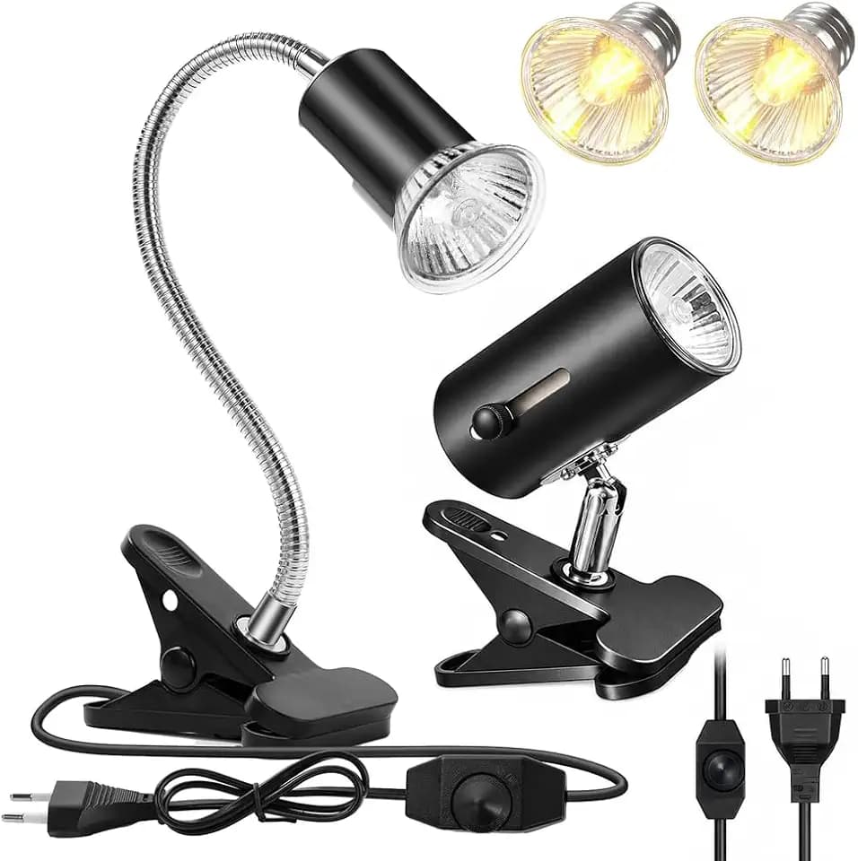 mizikuu Schildkröte Wärmelampe, 50W Reptilien Terrarium Lampe, Lange und kurze Modelle werden nach dem Zufallsprinzip versandt, UVA/UVB Wärmespotlampe mit Clip E27