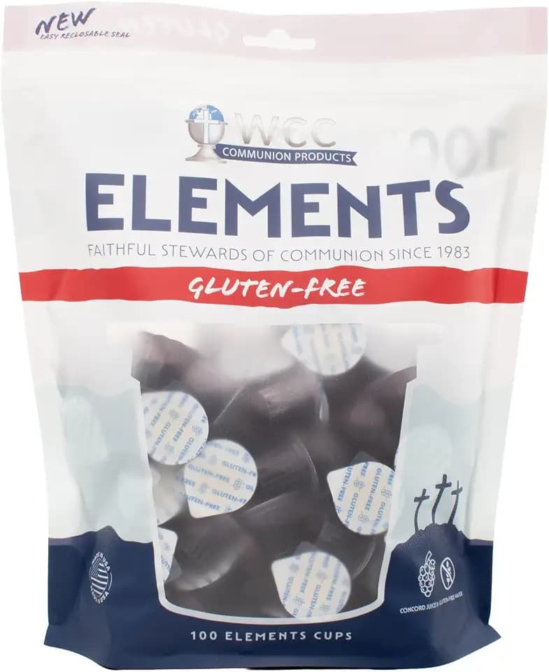Elements Prefilled Communion Cups Bagged Gluten-Free 100 Count | Concord Juice + Gluten-Free Wafer | Single-Serve, Sanitary, Ready-to-Serve