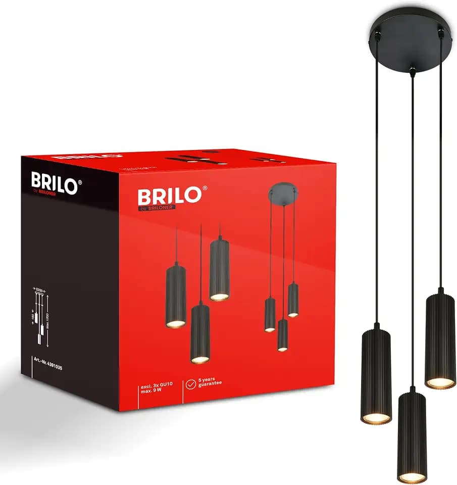 BRILONER - Pendelleuchte Höhenverstellbar GU10 Fassung Schwarz max. 120 cm