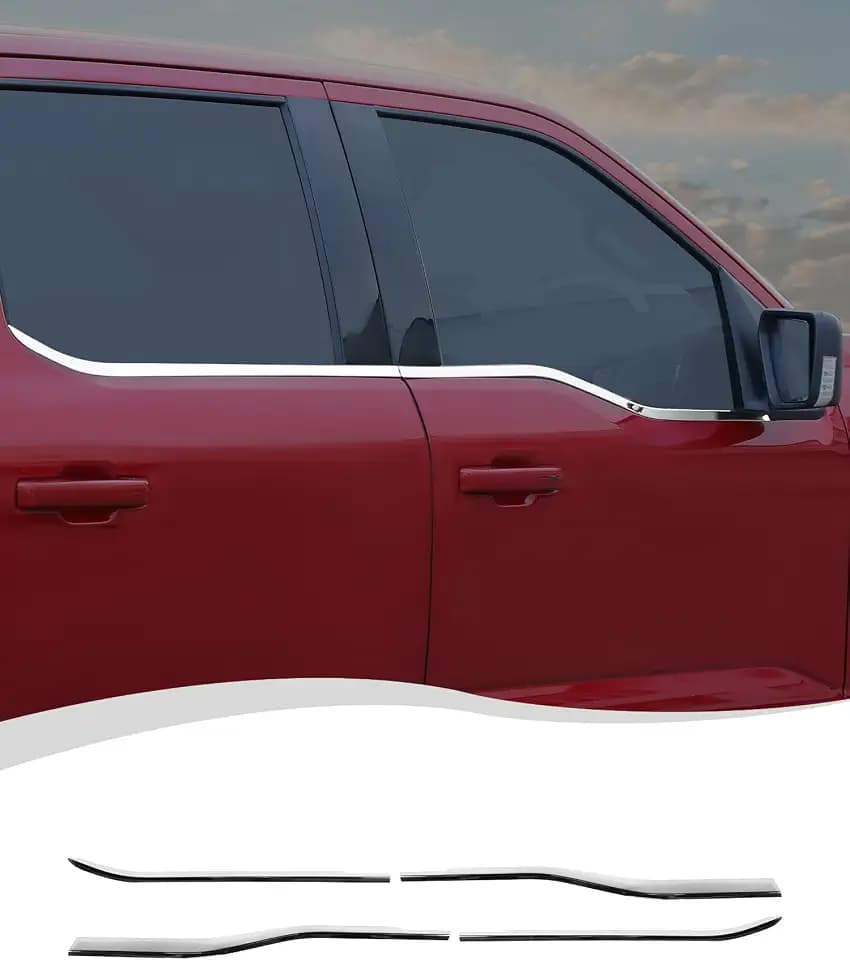 Hoolcar Lower Window Trim Cover Molding Window Bottom Outer Frame Strip Compatible with Ford F-150 2021-2025, Exterior Accessories, Chrome
