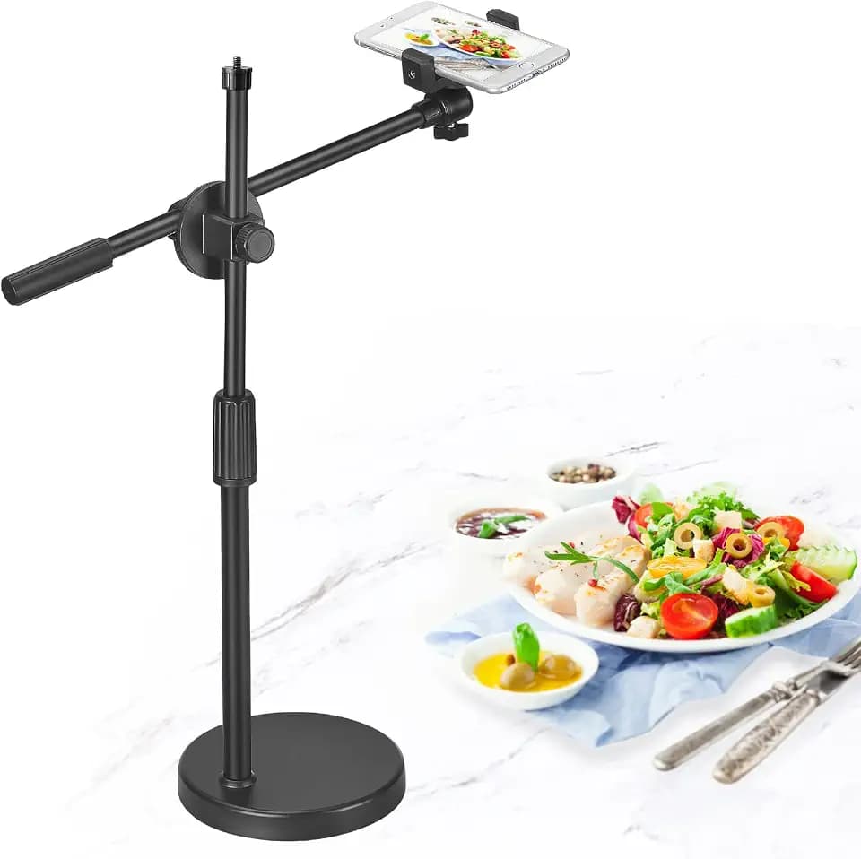 Hivexagon Desktop-Ständer für Live-Streaming-Telefone,Höhen und Winkelverstellbar mit Stabiler Runder Basis,Perfekt für Produkt-Live-Streaming-Shop(36-52 cm)