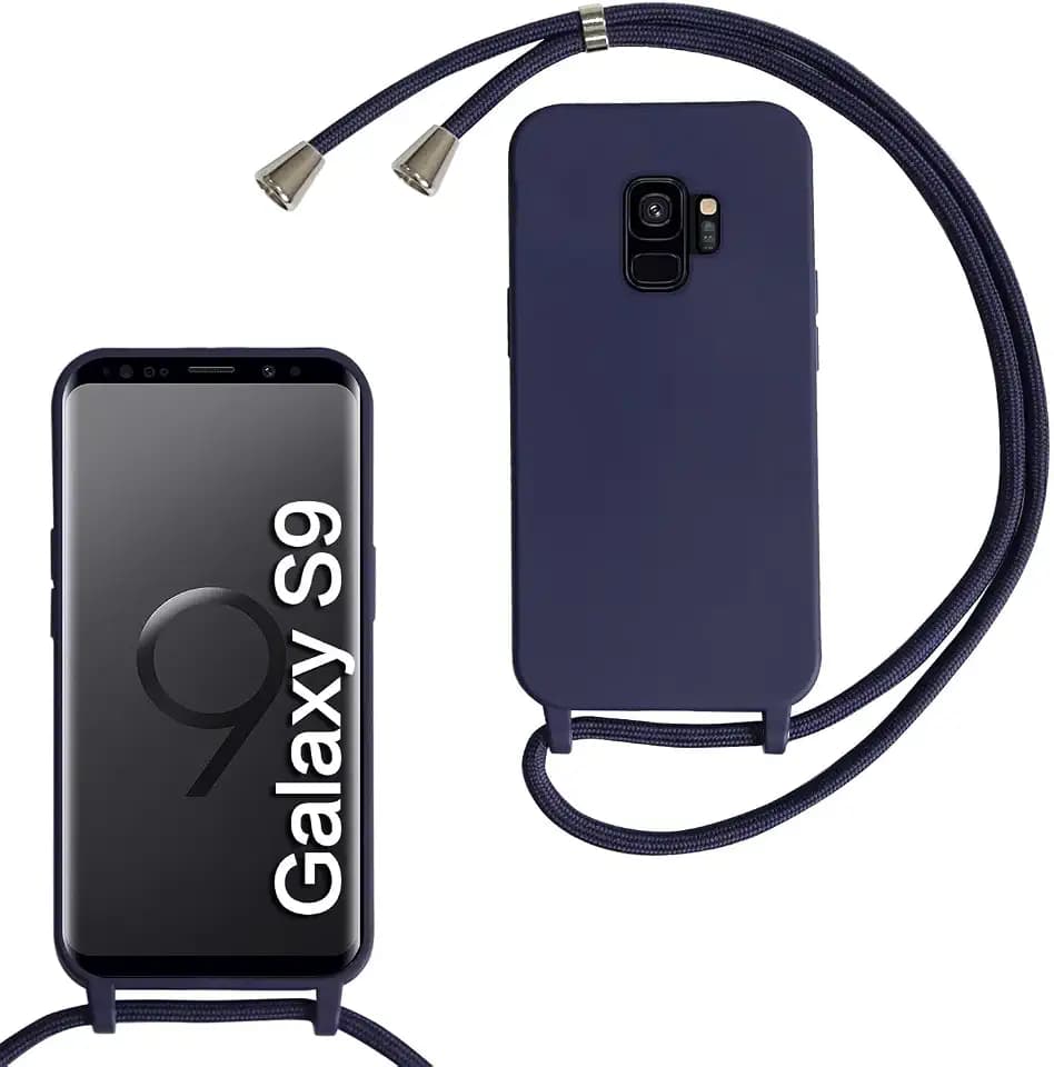 xinyunew Handykette für Samsung Galaxy S9 Plus Hülle mit Band, Handyhülle mit Schnur zum Umhängen, weiche TPU Silikonhülle mit Band [abnehmbar] Halskettenhülle für Samsung Galaxy S9 Plus-Blau