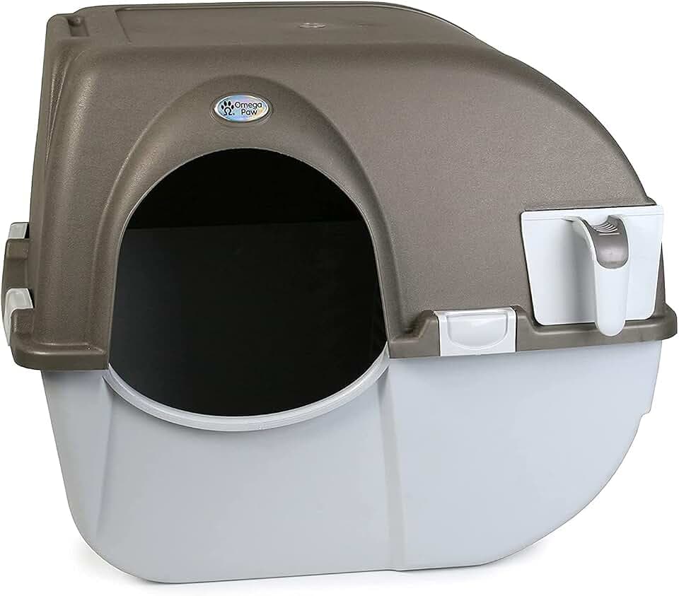 Self Cleaning Litter Box, Roll 'N Clean Litter Box, Regular Size for Kittens and Cats 10 lbs and Under, Taupe Top with Grey Base