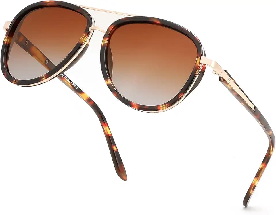 FEISEDY Retro Polarized Aviator Sunglasses for Women Men B0259