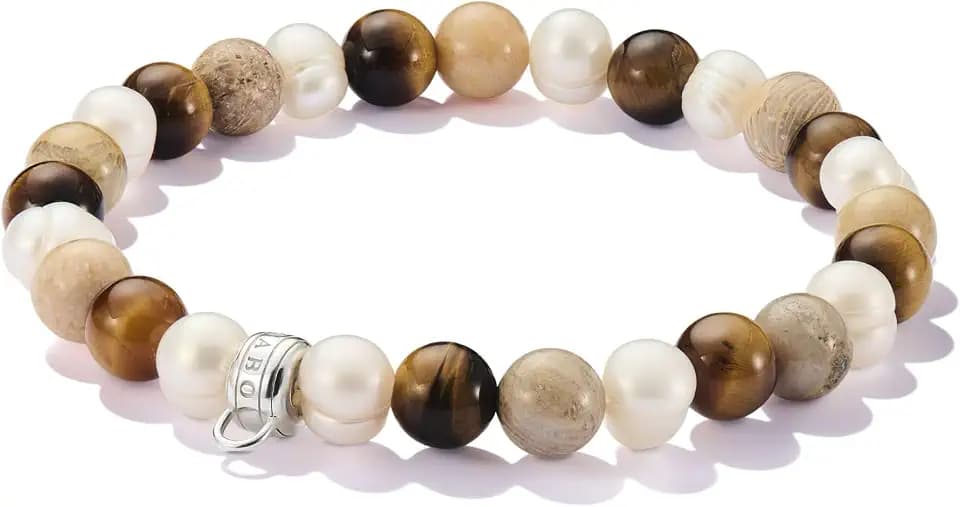 THOMAS SABO Bead-Armband mit naturfarbenen Steinen Silber