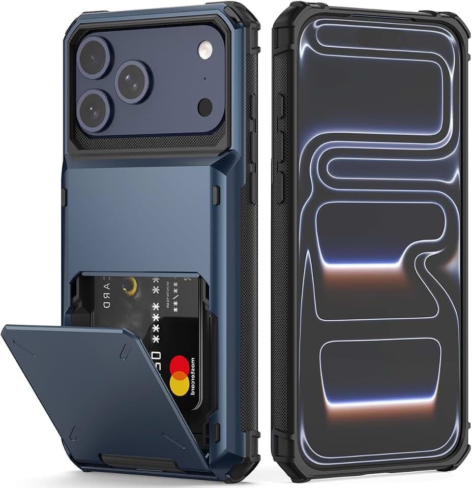 Nvollnoe for iPhone 17 Pro Max Case with Card Holder[Store 5 Cards]