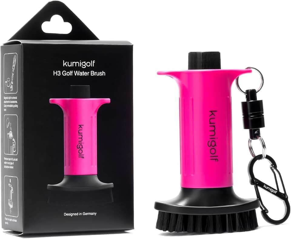 H3 Golf Wasserbürste mit Wassertank – Golf Bürste für Golfschläger Reinigung, Golfschläger Bürste & Schlägerreiniger – Magnetclip, Nylonborsten – Premium Golf Zubehör Geschenk