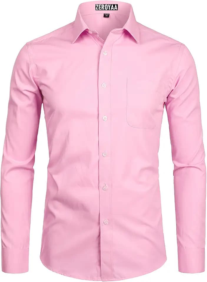 ZEROYAA Men's Dress Shirt Business Casual Button Up Shirt