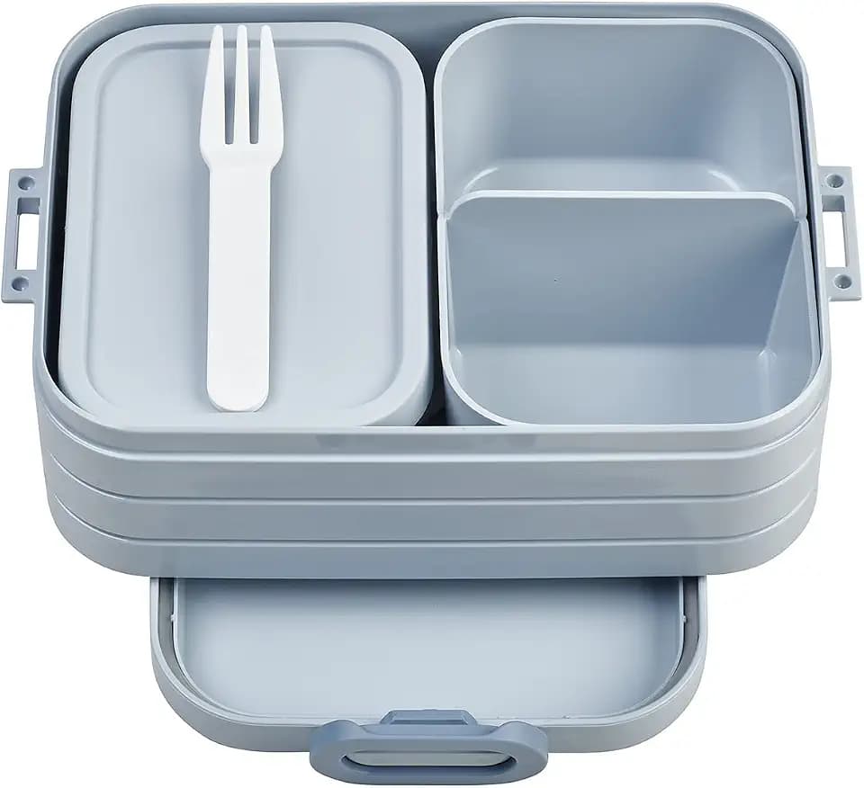 Mepal - Bento Brotdose Midi TAB - Brotdose mit Bento Box - Für 2 Sandwiches oder 4 Brotscheiben - Lunchbox für kleine Snacks & Reste - Brotdose Erwachsene Essenbox mit Fächern - 900 ml - Nordic blue