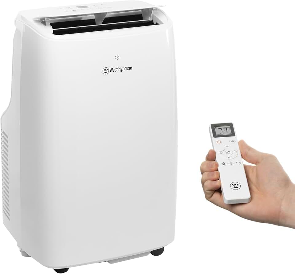 Westinghouse 10,000 BTU Air Conditioner Portable For Rooms Up To 450 Square Feet, Portable AC with Home Dehumidifier, Smart App, 3-Speed Fan, Programmable Timer, Remote Control, Window Kit, White