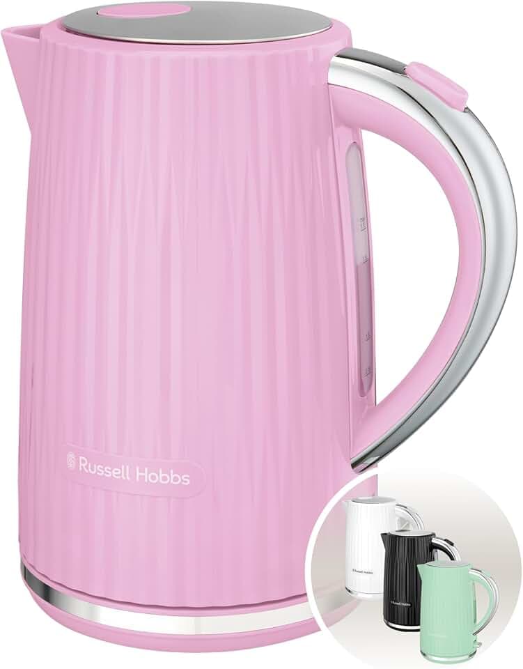 Russell Hobbs Wasserkocher, 1,7 l 2400 Watt, Eden Himbeere 27362-70 | Herausnehmbarer Kalkfilter, Deckelöffnung per Knopfdruck, Perfect-Pour-Ausgusstülle, Leuchtender Schalter, BPA-frei