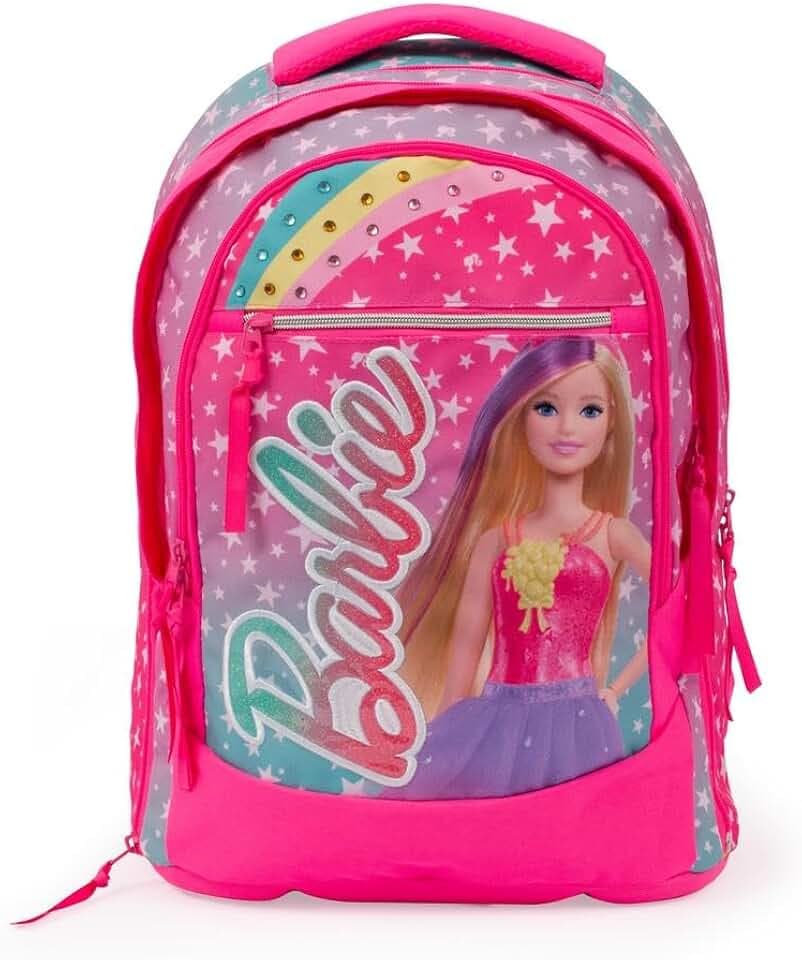 Giochi Preziosi Barbie Rucksack, erweiterbar, rund, Rückenteil Comfort Back, Front- und Innentasche, Tragegriff, gepolsterte Schultergurte, Maße: 31 x 43 x 17 (+9) cm, Fassungsvermögen 35 l,