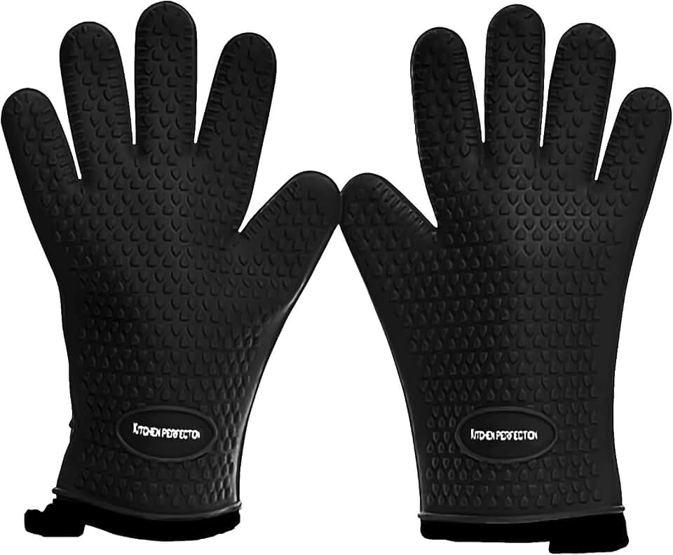 KITCHEN PERFECTION S Silicone Smoker BBQ Gloves - Heat Resistant Oven Mitts