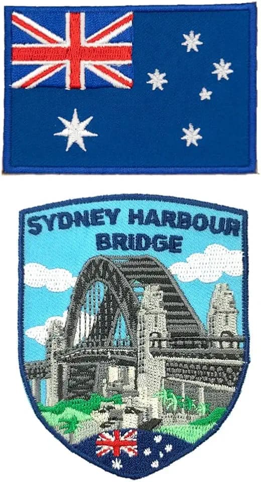 A-ONE Sydney Harbour Bridge Vintage Patch + Australia Heat Sealed Backing Patches, Unique Decorative Embroidered Accessories, Best Match for Clothes, Shoes, Hats, Backpacks, Suitcase NO.416C