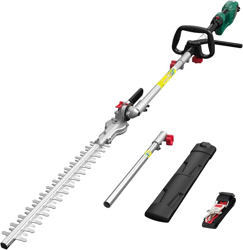 HYCHIKA Teleskopheckenscheren Elektrisch 900W, Heckenschere Teleskop-Astschere, Power Hedge Trimmer, Hochentaster 200-250 cm Verstellbare Reichweite, Schwenkbarer Kettensägenstab für Hof & Garten