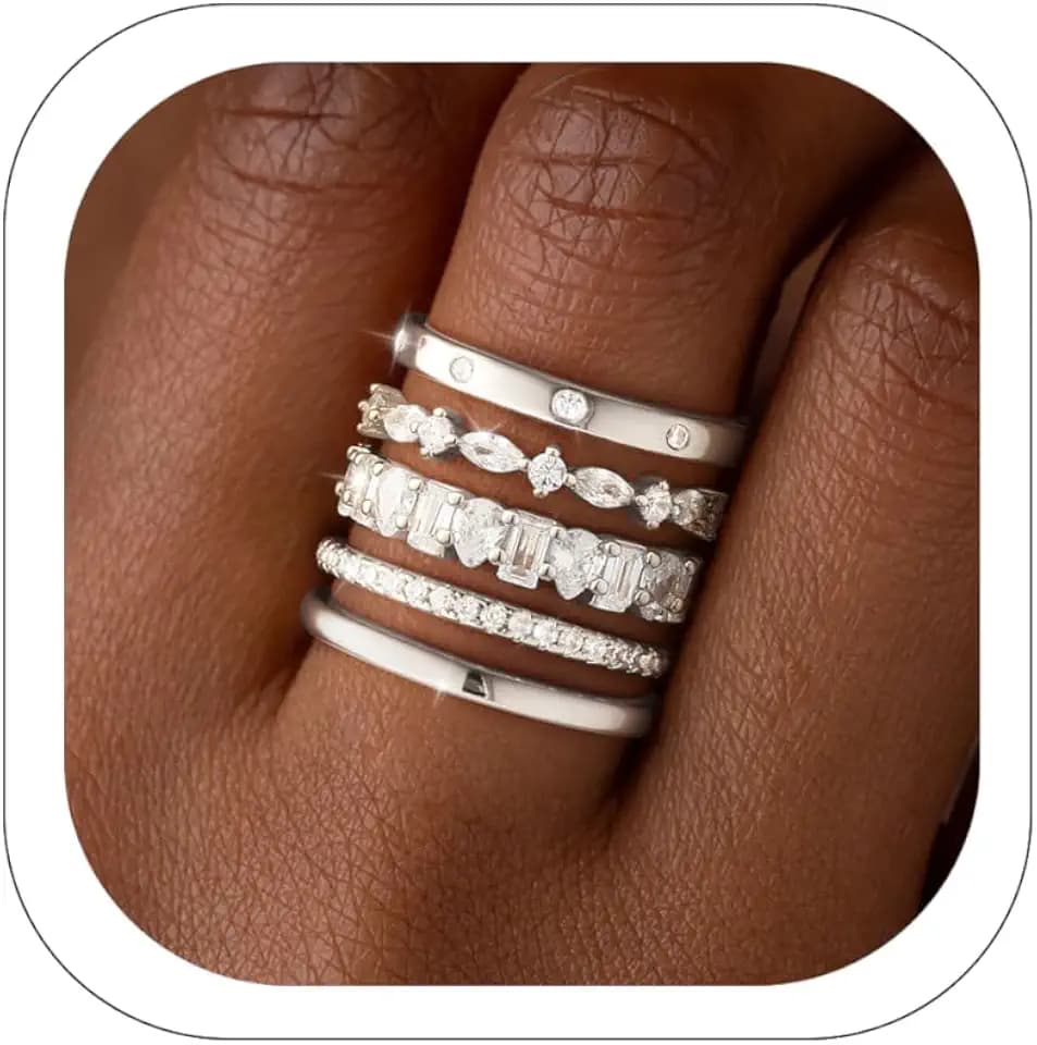 RLMOON Stackable Silver Gold Rings for Women Non Tarnish Stacking Ring