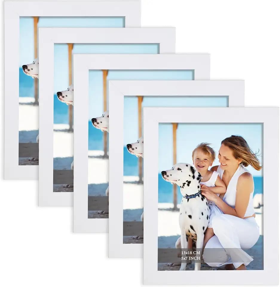 Bilderrahmen 13×18 cm Weiß 5er-Set aus MDF