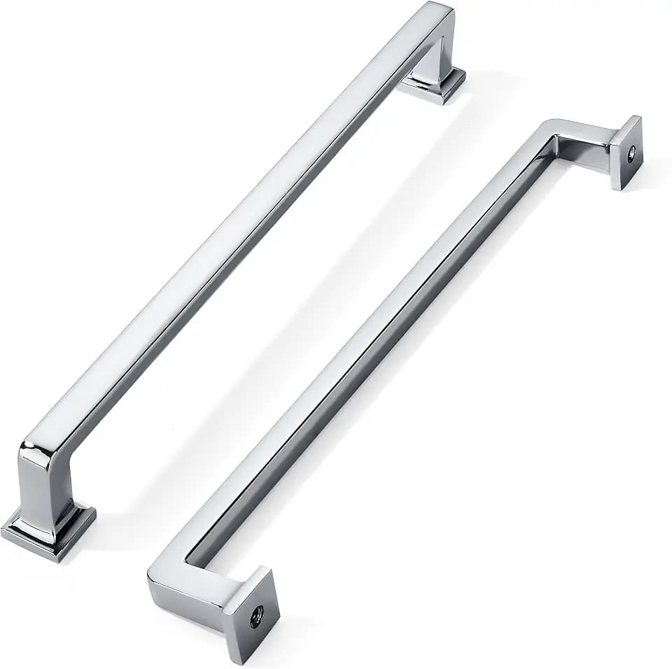 khtumeware 2 Pack Polished Chrome Cabinet Pulls, 12-3/5 Inch(320mm) Hole Centers Cabinet Handles Kitchen Hardware Straight Bar for Cabinets and Drawer Pulls