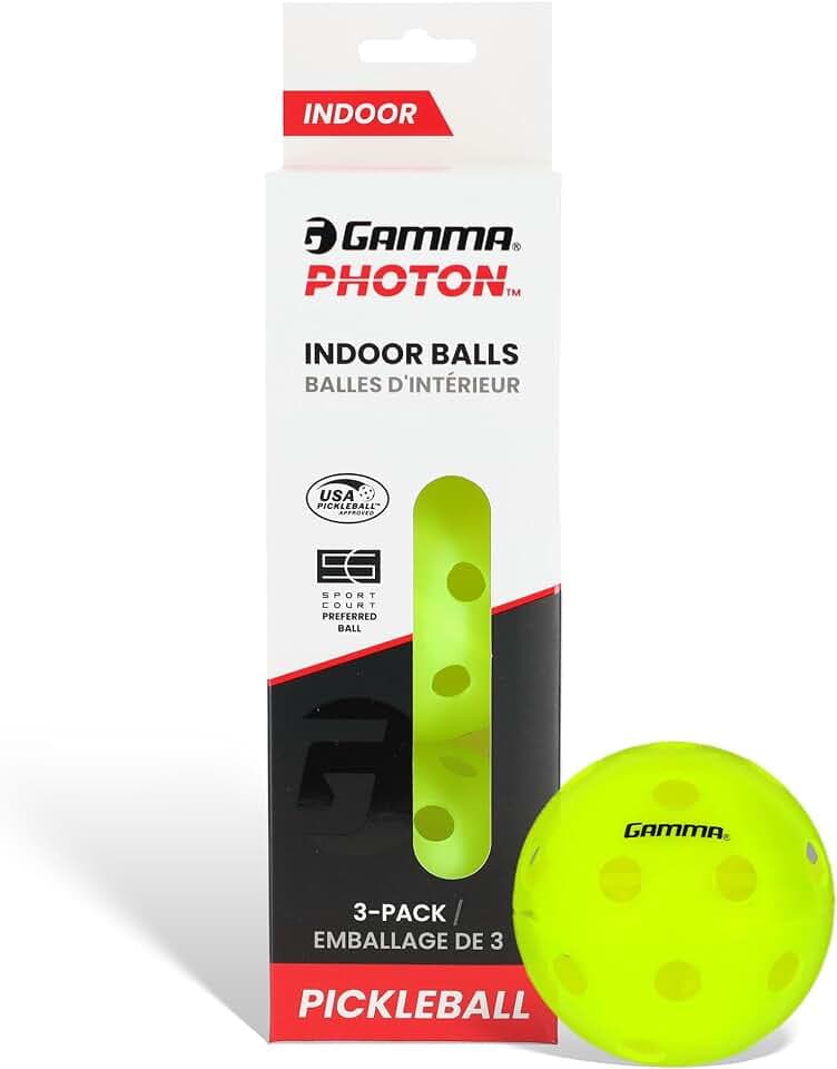 Gamma Sports Photon Indoor Pickleball Balls, USAPA Approved, Pickleball Accessories, Pack of 03