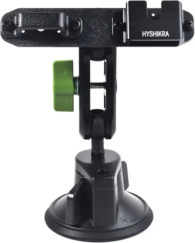 Dual-Device Car Mount, Suction Cup Rotatable Radio/Mic Holder, 360° Adjustable Anti-Slip Dashboard/Windshield Mount for BaoFeng Kenwood Yaesu Motorola Quansheng Retevis Radio