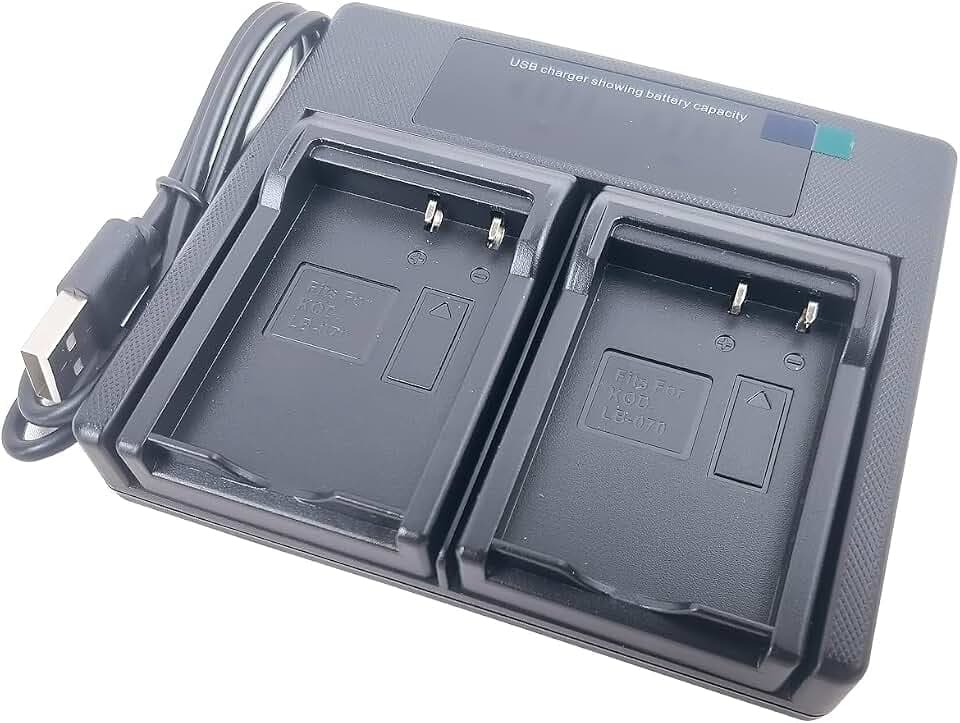 USB-Dual-Ladegerät für Kodak LB-070, LB070, PIXPRO S-1, S1, AZ651, AZ652, AZ901 Kamera - 8.4 V, 700 mA, Micro-USB & Typ-C, Schutzfunktionen, LCD-Anzeige