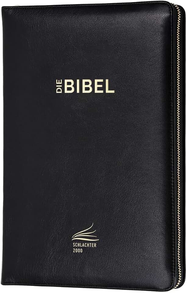 Schlachter 2000 Bibel - Standardausgabe (Kalbsleder, Goldschnitt, mit Reißverschluss, schwarz): Fadenheftung