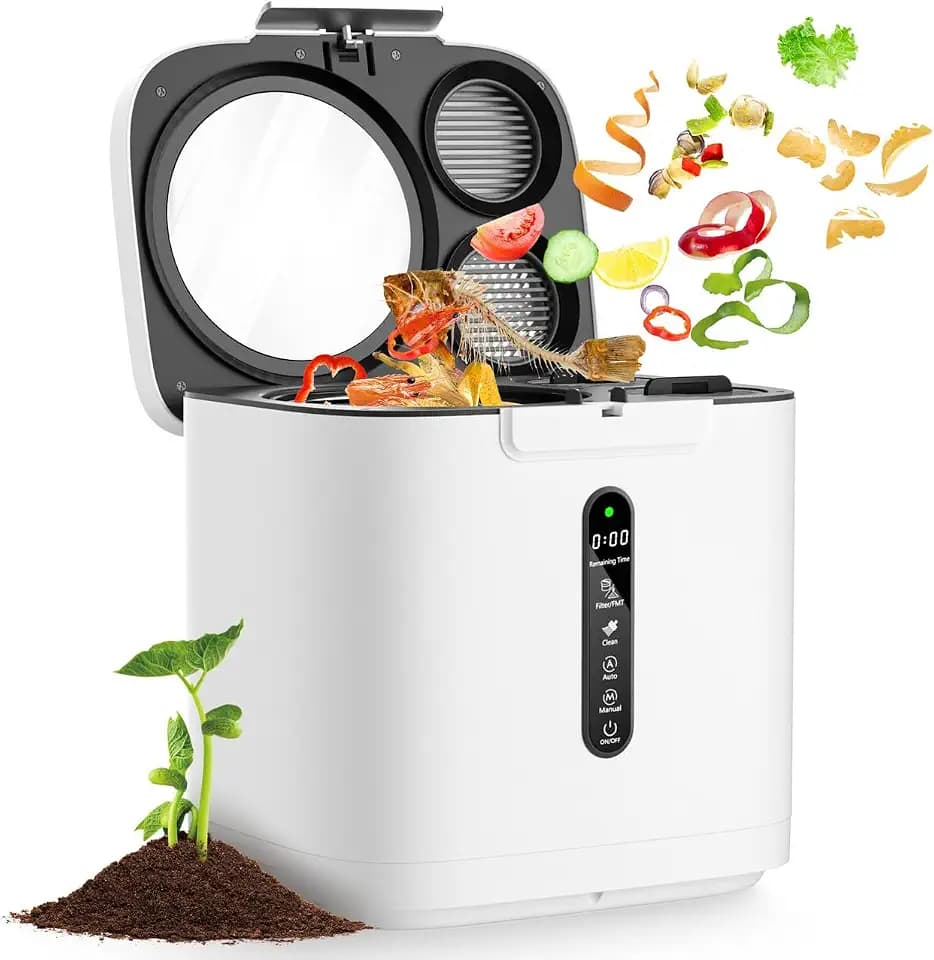 4L Electric Composter with Visable Window, Kitchen Intelligent Compost Bin